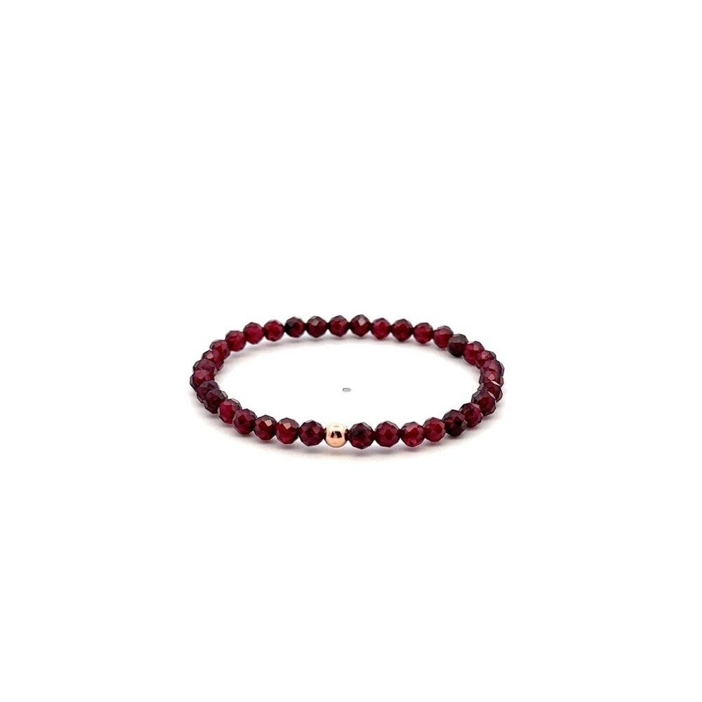 Natural Garnet Gemstone Mini 3mm 18K Rose Gold Charm Bead January Birthstone